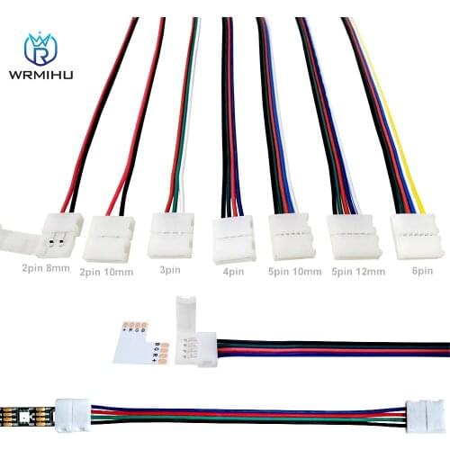50/100Pcs LED Connector 2Pin/3Pin/4Pin/5Pin/6Pin Single/Double Clip Wire Cable Connector For 3528 5050 RGB RGBW RGBCCT LED Strip