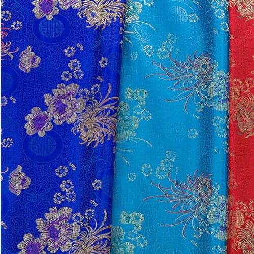 500cm*90cm longevity chrysanthemum Brocade imitation silk fabric mahogany furniture cushion fabric clothing dress DIY fabric
