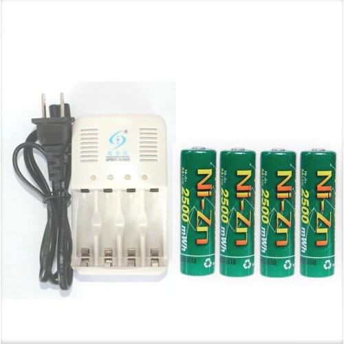4Pcs NiZn Ni-Zn 1.5V 1.6V AA 2500mWh Rechargeable Battery + NiZn smart Charger