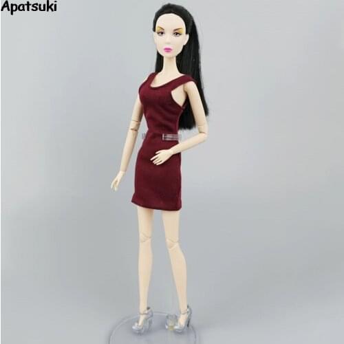 Wine Sleeveless Tank Dress Dolls Accessories For Barbie Outfits Casual Wear Costume For Barbie 1/6 BJD Doll Kids & Baby DIY Toys