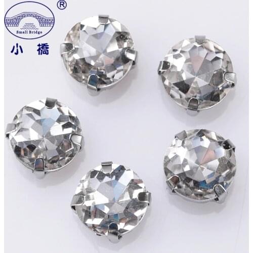 Glitter Round Crystal Stone For Clothing Loose Diy Decorative Strass Colored Flatback Glass Sewing Stones With Claw 10PCS S074