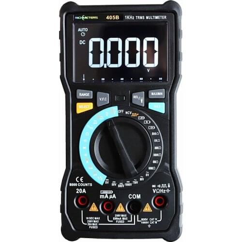 RM405B 20A Big Digital Multimeter 8000 Counts Black Screen NCV AC/DC Voltage Current Ohm Temperature