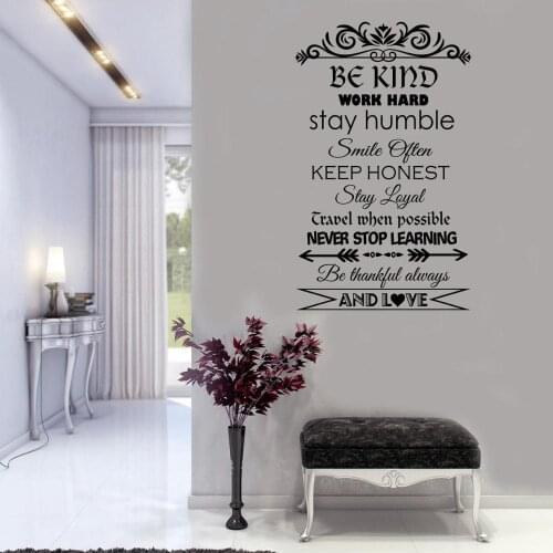Be Kind Work Hard positive quotes Wall Art Stickers removeable vinyl Inspirational wall Decals home decoration accessories G715