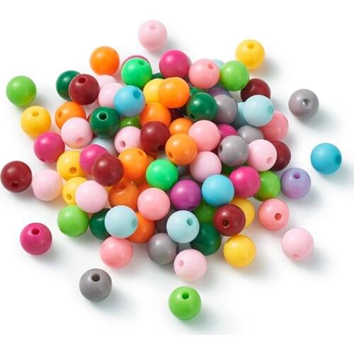 100pcs 10mm Mixed Color Acrylic Beads Loose Round Beads Jewelry DIY Material for Childrens Day Gifts Necklace Bracelet Making