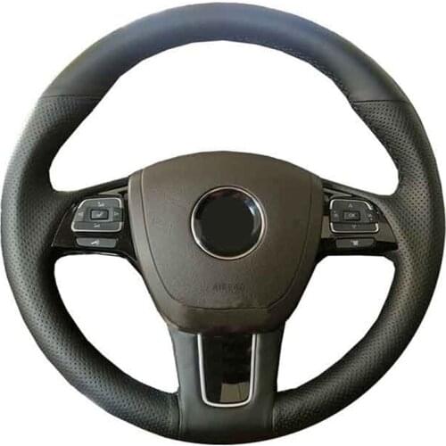 Car Steering Wheel Cover For Volkswagen VW Touareg 2011-2017 Customize DIY Steering Wrap Microfiber Leather Hand Sewing