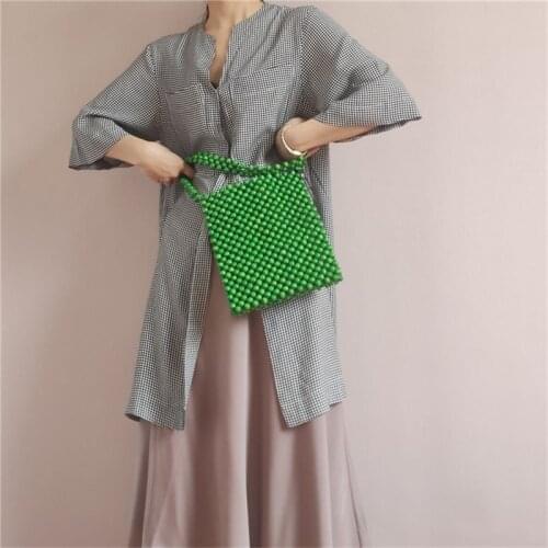 【wonder lamar】 special green big wooden beads bag