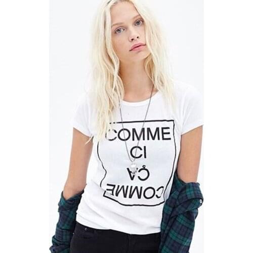 Comme Ci Comme Ca women fashion cotton casual French so so pastel aesthetic grunge tumblr t-shirt young 90s tee goth top- K159