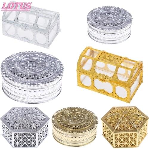 Hollow Gold Silver Foil Cake Candy Box Wedding Favor Marriage Baby Shower Gift Box Packaging Party Event Supplies