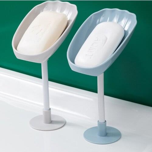 Shell-shaped Soap Holder Perforated Free Standing Suction Cup Drain Rack Toilet Laundry Soap Box Kitchen Bathroom Accessories
