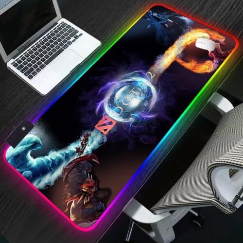 RGB DOTA2 Gaming Mouse Pad Mousepad Large XL Keyboard Mouse Mat for Laptop LED Lighting Play Mat Anti slip Carpet Desk pad anime