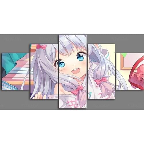 Canvas Hd Prints Picture Wall Art 5 Panel Painting Home Decoration Modular Eromanga Sensei Poster Anime For Living Room Frame