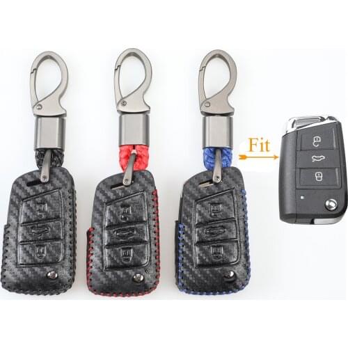 Kutery 3 Butttons Leather Remote Key Case For VW Passat For Skoda Kodiaq Superb A7 2015 2016 2017 2018 Car Accessories