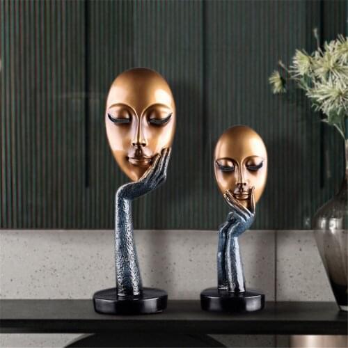 Creative Mask Desktop Decoration Personality Character Face Makeup Home Decoration Wine Cabinet Office Living Room Resin Crafts