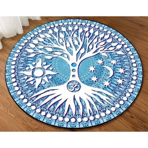 Tree of The Life Floor Mat Round Rug Living Room Bedroom Decor Carpet Polyester Rug Mat Area Soft Rugs Bedroom Living Room