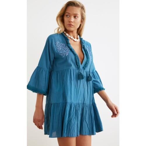 Trendyol Beads Embroideried Voile Beach Dress TBESS21EL1351
