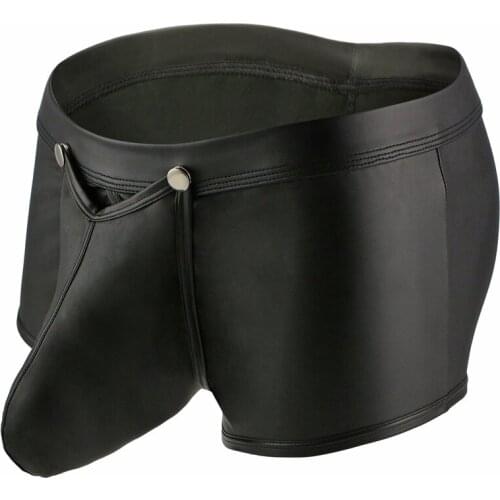 Men gay underwear leather boxers sexy penis pouch underwear boxer shorts Sleep Bottoms men shorts underpant ropa interior hombre