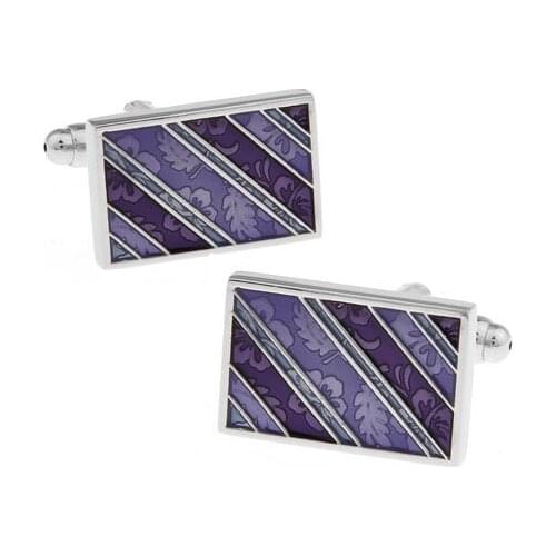 IGame Factory Price Retail Mens Cufflinks Brass Material Purple Rectangle Design Cuff Links