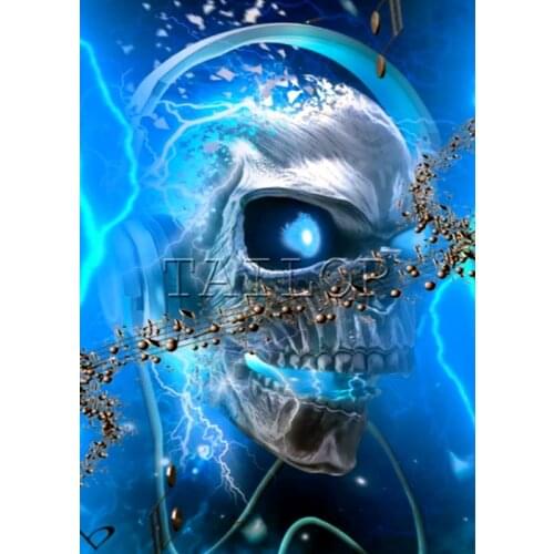 Cuadros full square 5d diamond painting kit Skull music grim reaper color complet embroidery Cross stitch mosaic dirll drawing