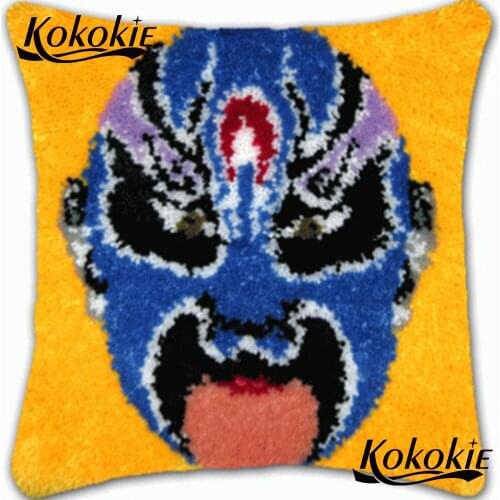 Latch Hook Rug making kits cross stitch sets sale Peking Opera printed pillow kits Threads embroidery embroider Needlework kits