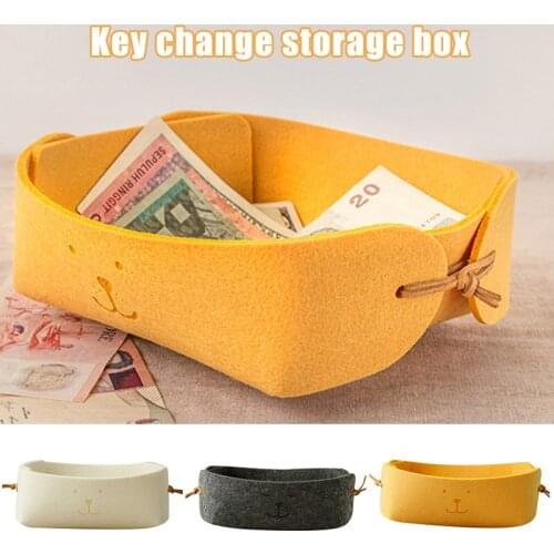 Nordic Candy Color DIY Foldable Desk Smile Felt Storage Basket Hall Entrance Key Box Storage Items JW
