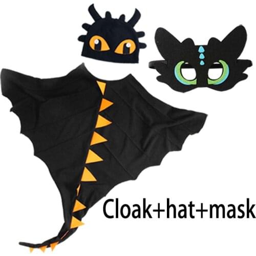 Dragon Cloak with Hat Toothless Dragon Costume Cape Anime Cosplay Party Halloween Christmas Costumes Carnival Dinosaur Cloak