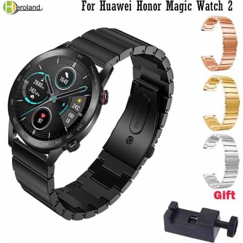 22mm Watch Strap Stainless Steel For Huawei Honor Magic Watch 2 metal band For HUAWEI WATCH GT 2 46mm Watchband Wristband +Tool