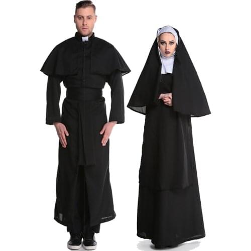 Deluxe Women The Nun Costume Men Missionary Christian Clergyman Priest Jesus Cosplay Costumes