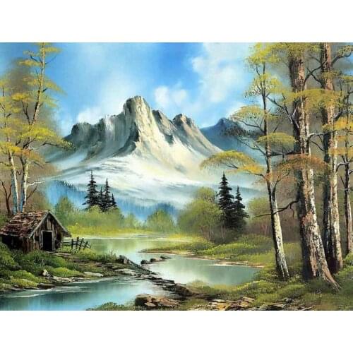 Needlework Crafts 14CT Unprinted Embroidery DIY Scenic Quality Counted Cross Stitch Kits Mountain Wonderland Home Decor Arts