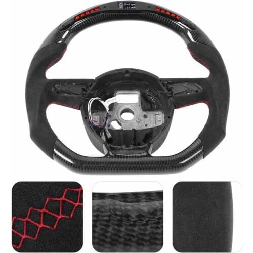 Carbon Fiber LED Shift Lights Display Suede Steering Wheel Fit for B8.5 RS3 RS4 RS5 RS6 RS7 2013-2016 New