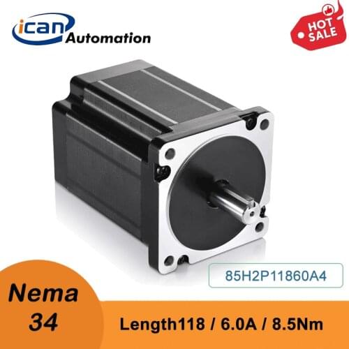 ICAN nema34 118mm length 6.0A 8.5nm cnc stepper motor nema 34