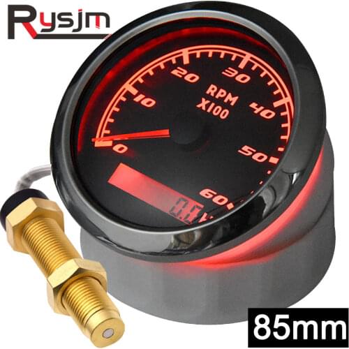 85mm Tachometer for Boat Digital Tacho Gauge 12v 24v 0-6000 RPM W/ Hourmeter Car Marine Universal Rpm Meter Sensor Diesels