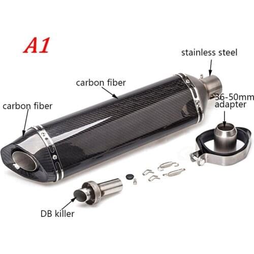 Universal 38-51 mm Silencer Motorcycle Exhaust Muffler Pipe with DB Killer Escape Painted Carbon Fiber 370mm 470mm 570mm