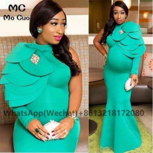 One Shoulder 2021 Mermaid Evening Prom Dresses One Shoulder Womens Evening Dress Satin Pregnant woman Prom Dress Customized