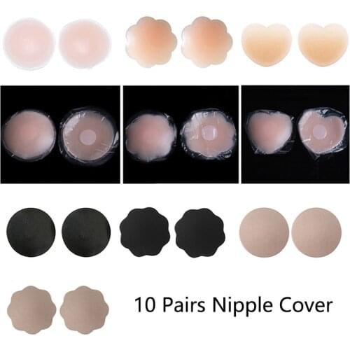 10 Pairs Reusable Silicone Pasties Breast Sticker Self Adhesive Nipple Cover Sexy Bra Pads Charm Nipples Covers