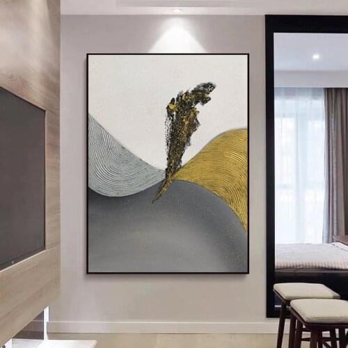 100% Handpainted The Texture Of Gold And Ash Design Oil Paintings Art Art Oil Painting Wall Pictures Artwork For Room Decor