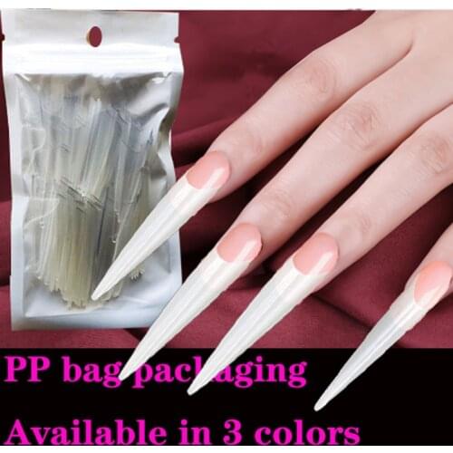 100 Pcs / Bag French Ghost Point Fake Nails Suit Super Long Stiletto Nail Flase Nails Dance Free Painting Design Press On Nails