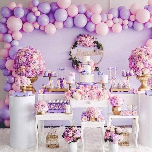 108pcs 5/10/12 Inch Pastel Macaron Pink Purple Gold Silver Metallic Balloons Girl Princess Birthday Party Ballon Decor Supplies