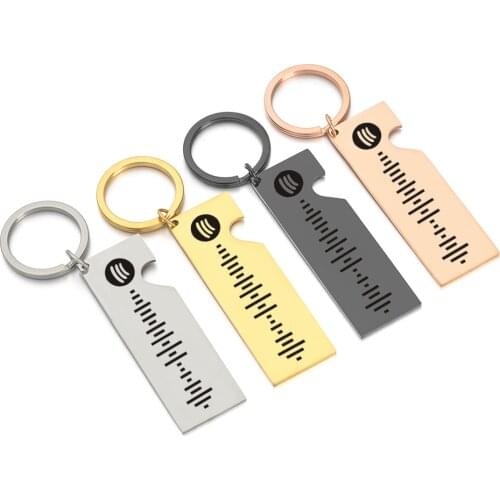 2pcs/Set Custom Music Spotify Code Keychain Heart Shape For Couple Stainless Steel Keyring Laser Engrave Personalized Song