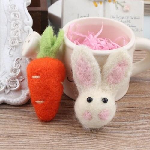 20PCS/Lot Handmade Wool Felt Rabbit Animal Carrot Food Toy Fit for Girls Hair Jewelry Clips Headband Brooch DIY Material