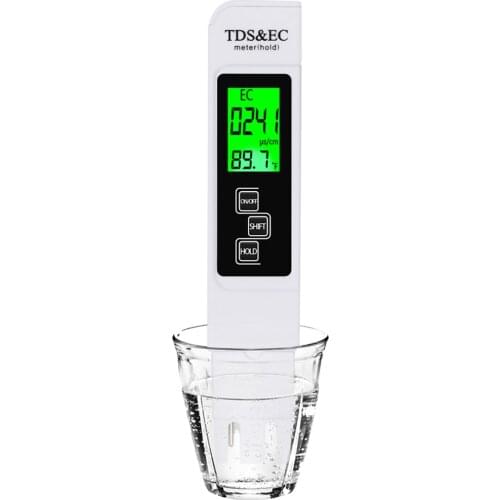 3 in1 TDS/Temp/EC Meter Water Quality Tester Pen TDS/EC Tester 0-9990ppm Conductivity Detector Water Purity Temperature Meter