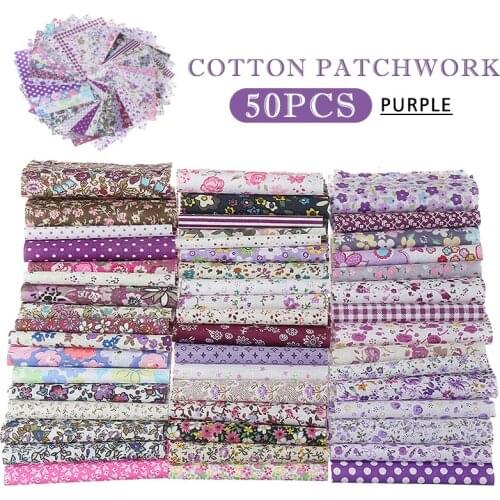 50pcs Mini Cotton Floral Plain Cloth Floral Quilting Fabrics Muppets Assorted Clothes for DIY Needlework Patchwork Cloth Sewing