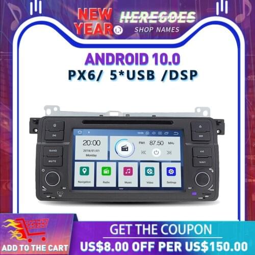 DSP PX6 IPS Android10.0 4G+64G Car DVD Player Carplay RDS Radio WiFi GPS Map Bluetooth For BMW 3 E46 M3 Rover 75 MGZT7 1998-2006