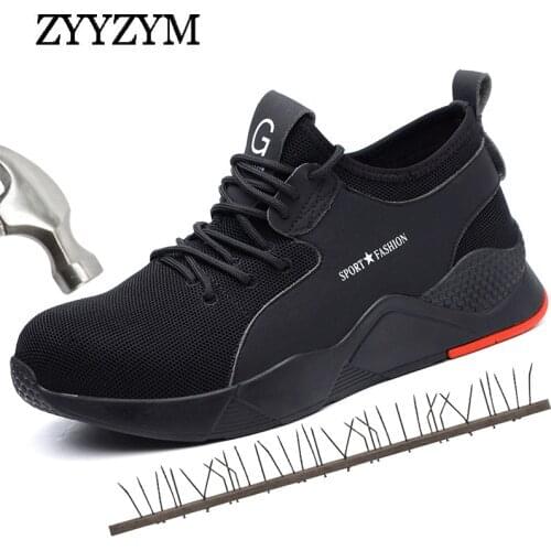 ZYYZYM Steel Toe Men Work Safety Boots Sneakers Outdoor Shoes Men Puncture Proof Protective Man Safety Indestructible Shoes