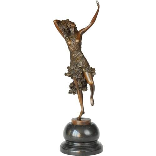 Bronze Western Dance Woman Statue Sculpture Bronze Marble Base Hot Casting Brass Art Home Decor
