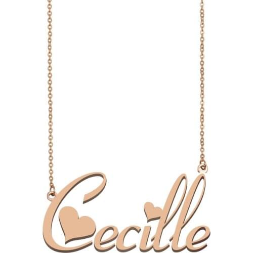 Cecille Name Necklace Pendant Custom Personalized Nameplate Necklace Jewelry for Women Family Birthdy Gift Choker