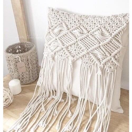 Macrame handmade cushion cover Bohemian pillow cover Handmade macrame cushion cover Customized size and color