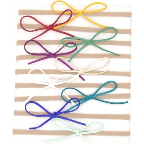 15 pcs/lot Faux Leather Bow Children Elastic Nylon Headband Chic European Hair Accessories For Kids Headwrap Headwear