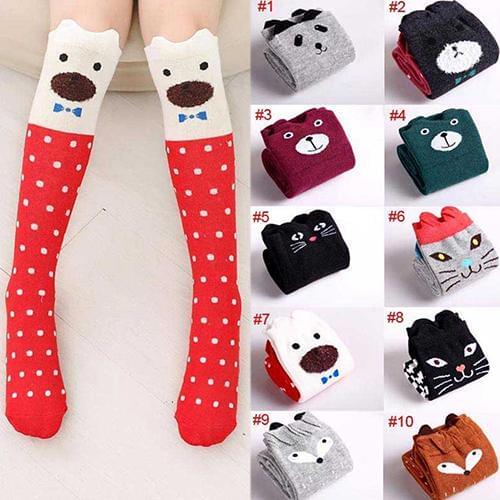 Girl Children Cat Polka Dot Print Cartoon Cotton Knee High Middle Tube Socks hot sales 2020