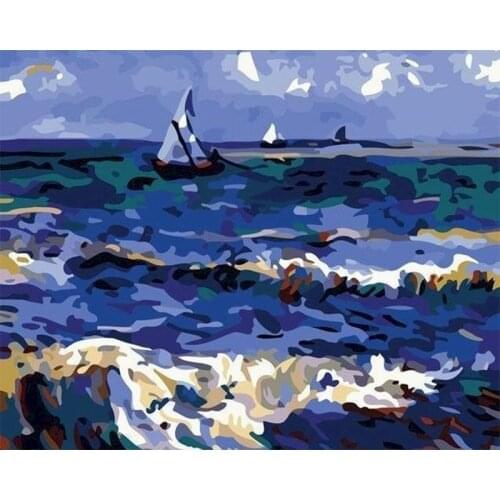 DIY Oil Painting Beautiful Little Paper Boat Painting By Numbers Home Decor Paint Canvas Picture Hand Painted Modern Acrylic Art