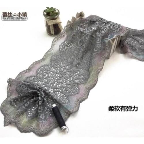 Hot Sale 1 Meter 20CM Width High Quality Elastic Lace Trim Ribbon Stretch Gray Lace Fabric DIY Crafts